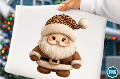 Leopard Print Crochet Christmas PNG, Santa Product Image 1