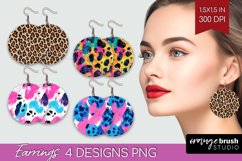 Leopard Print Round Earrings - Cheetah PNG Sublimation Product Image 1
