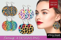 Leopard Print Round Earrings - Cheetah PNG Sublimation Product Image 1