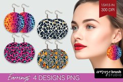 Leopard Print Round Earrings - Cheetah PNG Sublimation Product Image 1