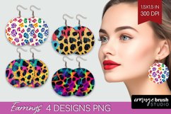 Leopard Print Round Earrings - Cheetah PNG Sublimation Product Image 1