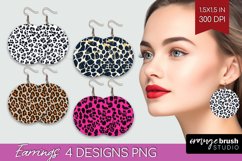Leopard Print Round Earrings - Cheetah PNG Sublimation Product Image 1
