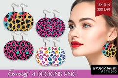 Leopard Print Round Earrings - Cheetah PNG Sublimation Product Image 1