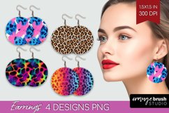 Leopard Print Round Earrings - Cheetah PNG Sublimation Product Image 1