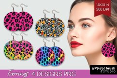 Leopard Print Round Earrings - Cheetah PNG Sublimation Product Image 1