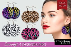 Leopard Print Round Earrings - Cheetah PNG Sublimation Product Image 1