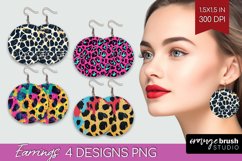 Leopard Print Round Earrings - Cheetah PNG Sublimation Product Image 1