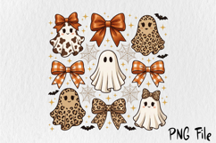 Leopard Print Ghost PNG, Halloween Coquette Bow Sublimation Product Image 2