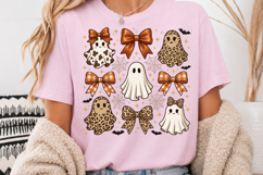 Leopard Print Ghost PNG, Halloween Coquette Bow Sublimation Product Image 1