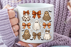Leopard Print Ghost PNG, Halloween Coquette Bow Sublimation Product Image 6
