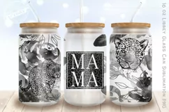 Leopard print glass can wrap, mama glass can sublimation Product Image 1