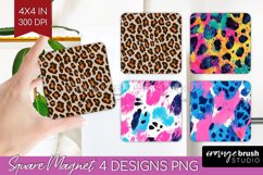 Leopard Print Magnet Sublimation - Cheetah Square Magnet PNG Product Image 1