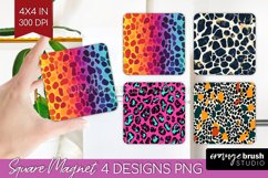 Leopard Print Magnet Sublimation - Cheetah Square Magnet PNG Product Image 1