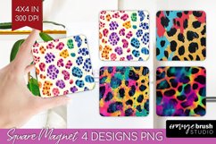 Leopard Print Magnet Sublimation - Cheetah Square Magnet PNG Product Image 1