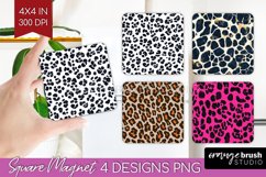 Leopard Print Magnet Sublimation - Cheetah Square Magnet PNG Product Image 1