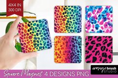Leopard Print Magnet Sublimation - Cheetah Square Magnet PNG Product Image 1