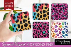 Leopard Print Magnet Sublimation - Cheetah Square Magnet PNG Product Image 1