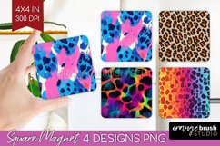 Leopard Print Magnet Sublimation - Cheetah Square Magnet PNG Product Image 1