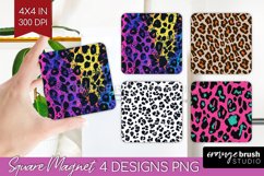 Leopard Print Magnet Sublimation - Cheetah Square Magnet PNG Product Image 1