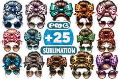 Leopard Print Messy Bun Sublimation PNG | Stylish Mom Life Product Image 1