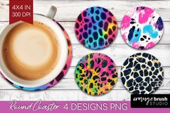 Leopard Print Round Coaster - Cheetah Coaster PNG Product Image 1