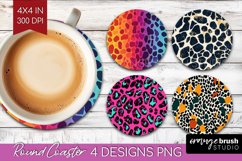 Leopard Print Round Coaster - Cheetah Coaster PNG Product Image 1