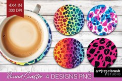 Leopard Print Round Coaster - Cheetah Coaster PNG Product Image 1