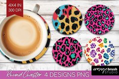 Leopard Print Round Coaster - Cheetah Coaster PNG Product Image 1