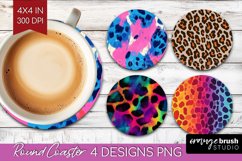 Leopard Print Round Coaster - Cheetah Coaster PNG Product Image 1