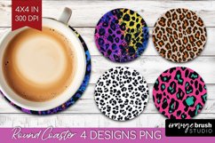 Leopard Print Round Coaster - Cheetah Coaster PNG Product Image 1