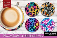 Leopard Print Round Coaster - Cheetah Coaster PNG Product Image 1