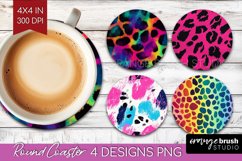 Leopard Print Round Coaster - Cheetah Coaster PNG Product Image 1