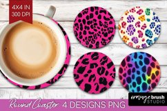 Leopard Print Round Coaster - Cheetah Coaster PNG Product Image 1