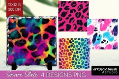 Leopard Print Slate PNG - Cheetah Square Slate Sublimation Product Image 1