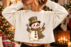 Leopard Print Snowman PNG, Cute Christmas Winter Design Product Image 2
