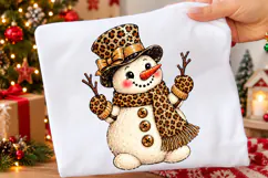 Leopard Print Snowman PNG, Cute Christmas Winter Design Product Image 1