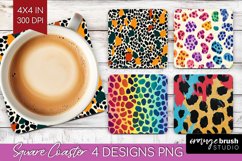 Leopard Print Square Coaster - Cheetah Coaster PNG Product Image 1
