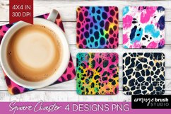 Leopard Print Square Coaster - Cheetah Coaster PNG Product Image 1