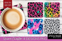Leopard Print Square Coaster - Cheetah Coaster PNG Product Image 1