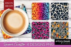 Leopard Print Square Coaster - Cheetah Coaster PNG Product Image 1