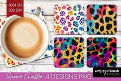 Leopard Print Square Coaster - Cheetah Coaster PNG Product Image 1