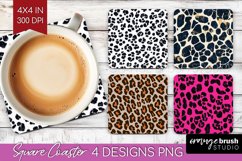Leopard Print Square Coaster - Cheetah Coaster PNG Product Image 1