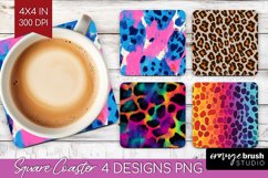 Leopard Print Square Coaster - Cheetah Coaster PNG Product Image 1