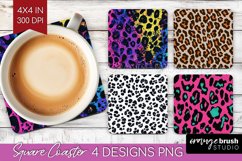 Leopard Print Square Coaster - Cheetah Coaster PNG Product Image 1
