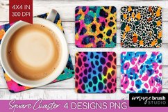 Leopard Print Square Coaster - Cheetah Coaster PNG Product Image 1