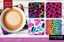 Leopard Print Square Coaster - Cheetah Coaster PNG Product Image 1