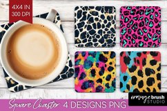 Leopard Print Square Coaster - Cheetah Coaster PNG Product Image 1