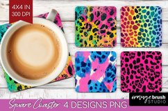 Leopard Print Square Coaster - Cheetah Coaster PNG Product Image 1