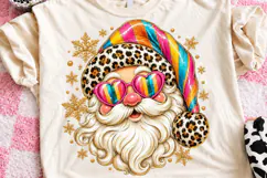 Leopard Santa Christmas Rainbow Hat & Heart Sunglasses Holid Product Image 1