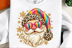 Leopard Santa Christmas Rainbow Hat & Heart Sunglasses Holid Product Image 2